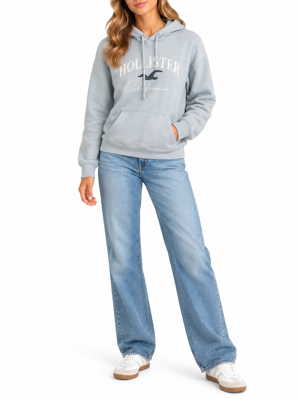 Hollister Size Small Blue Hooded Logo Sweatshirt